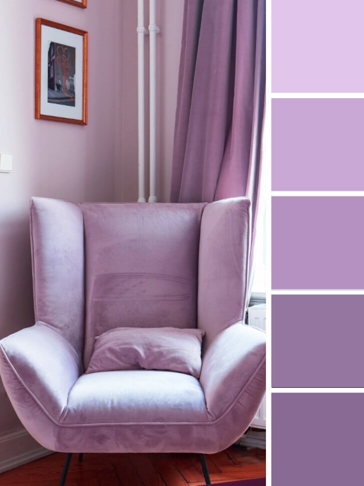 Lilac color in the decoration of the room
