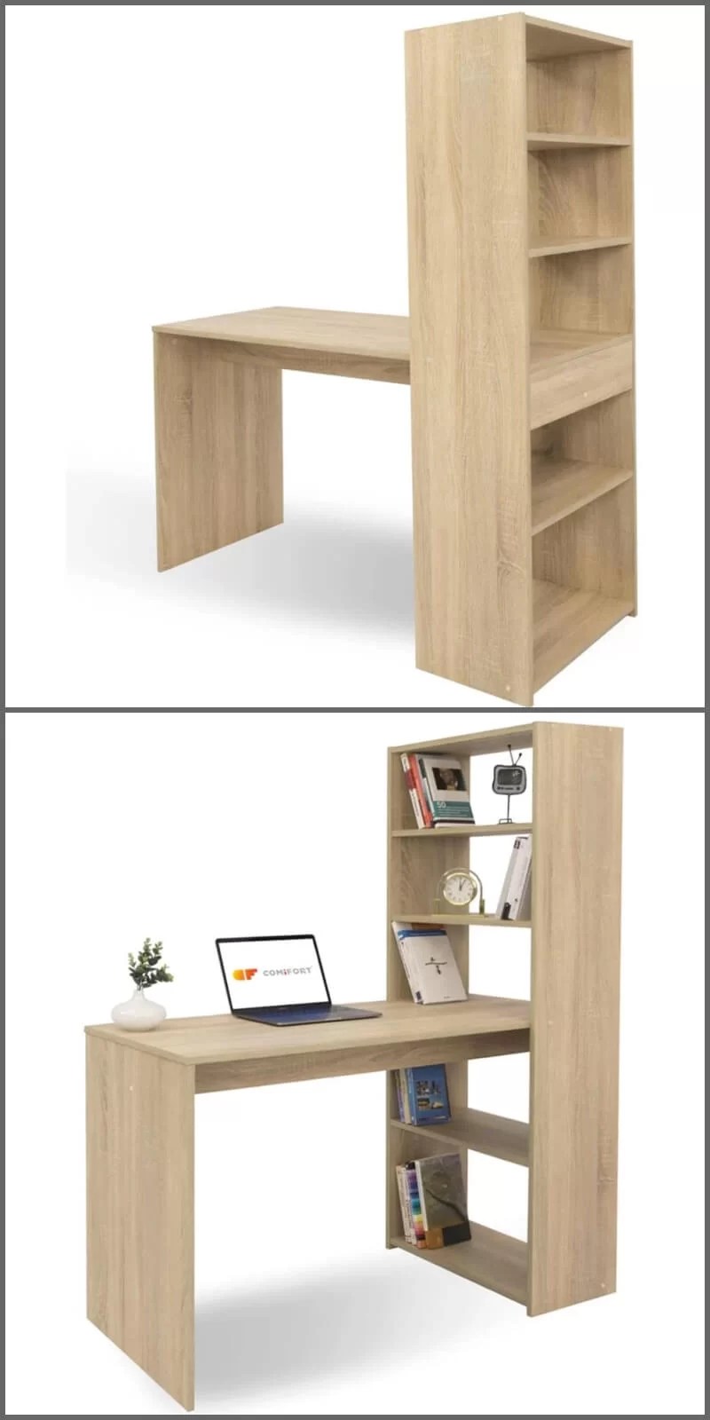 bookcase with built-in desk