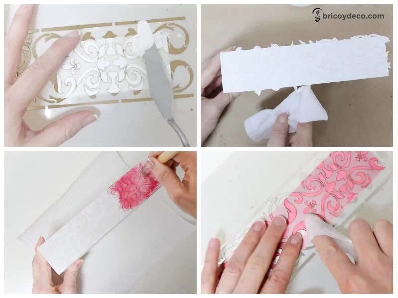 recycle a wooden box with stencil templates and relief paste