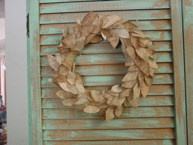 Christmas wreath made from newspaper