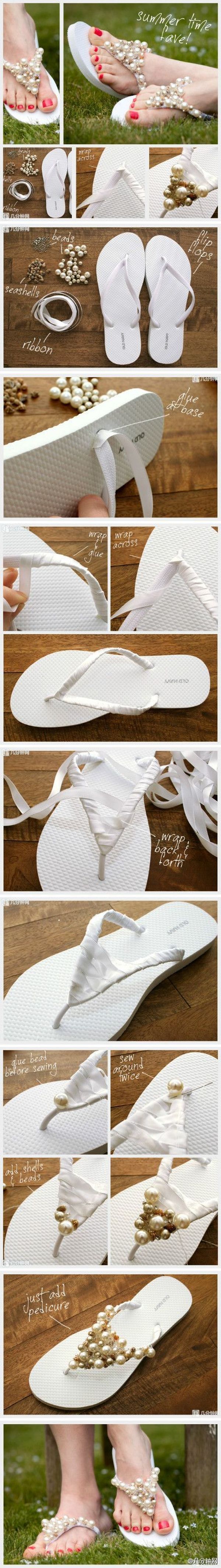 customize flip flops with pearls