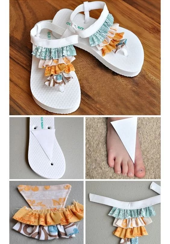 customize flip flops with fabric ruffles