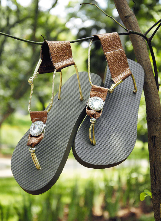 customize flip flops with leather