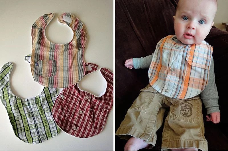 recycle a shirt into baby bibs
