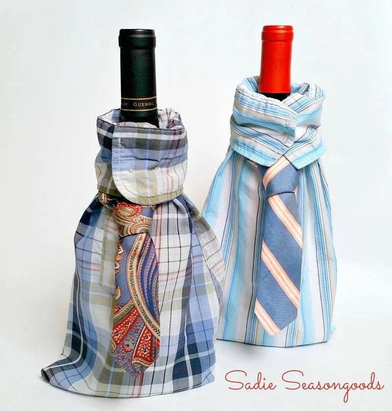 recycle a shirt into a wine bottle sleeve