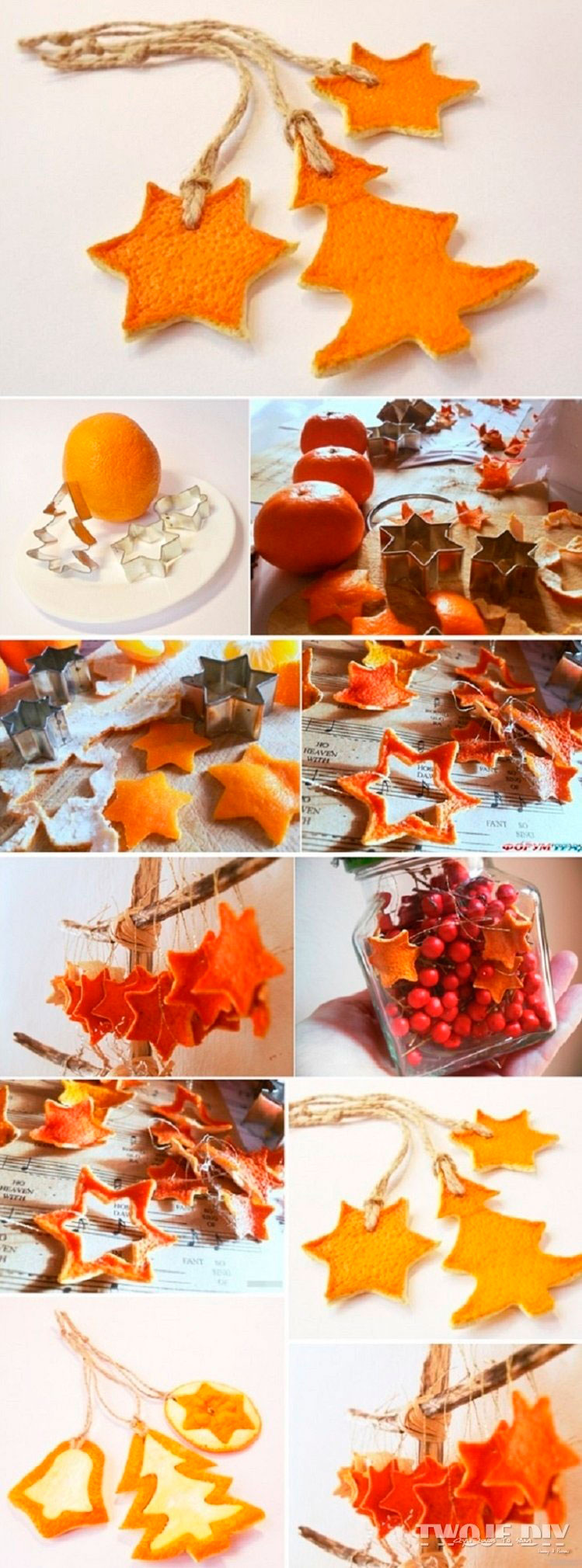 recycle orange peels to make hanging ornaments