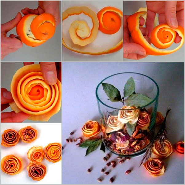 recycle orange peel to make roses