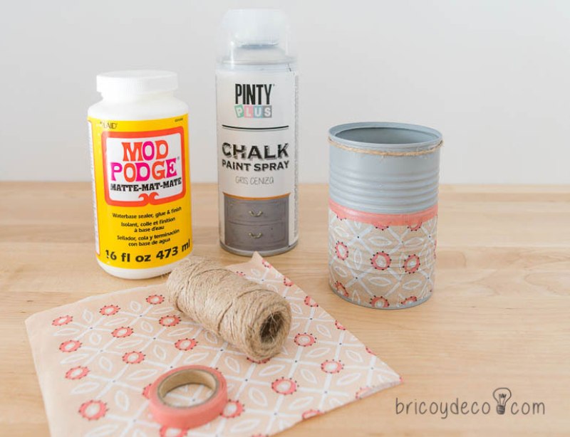recycle food cans with decoupage