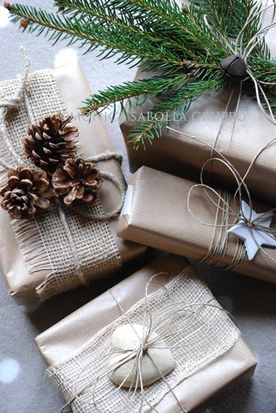 gift wrapping decorated with natural elements 