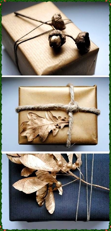 wrap gifts using natural elements 