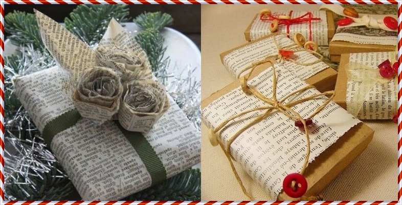 wrap gifts with newspaper