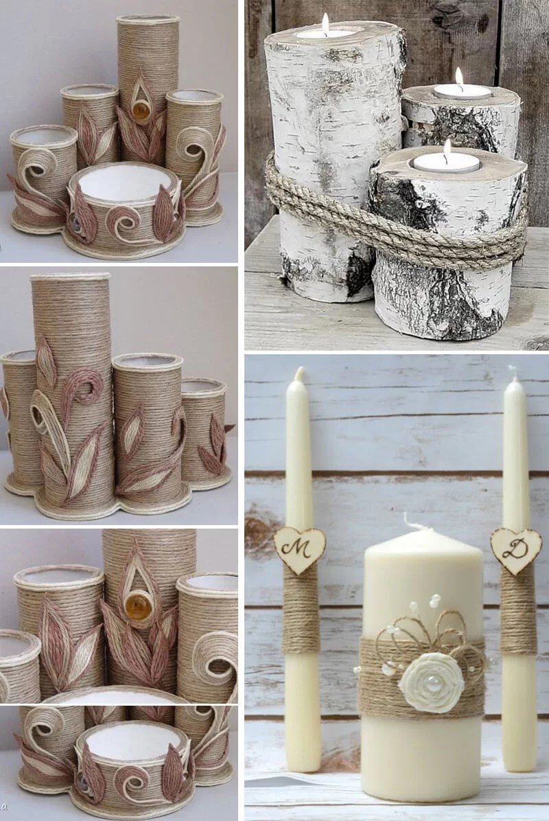 decorate candles with rope