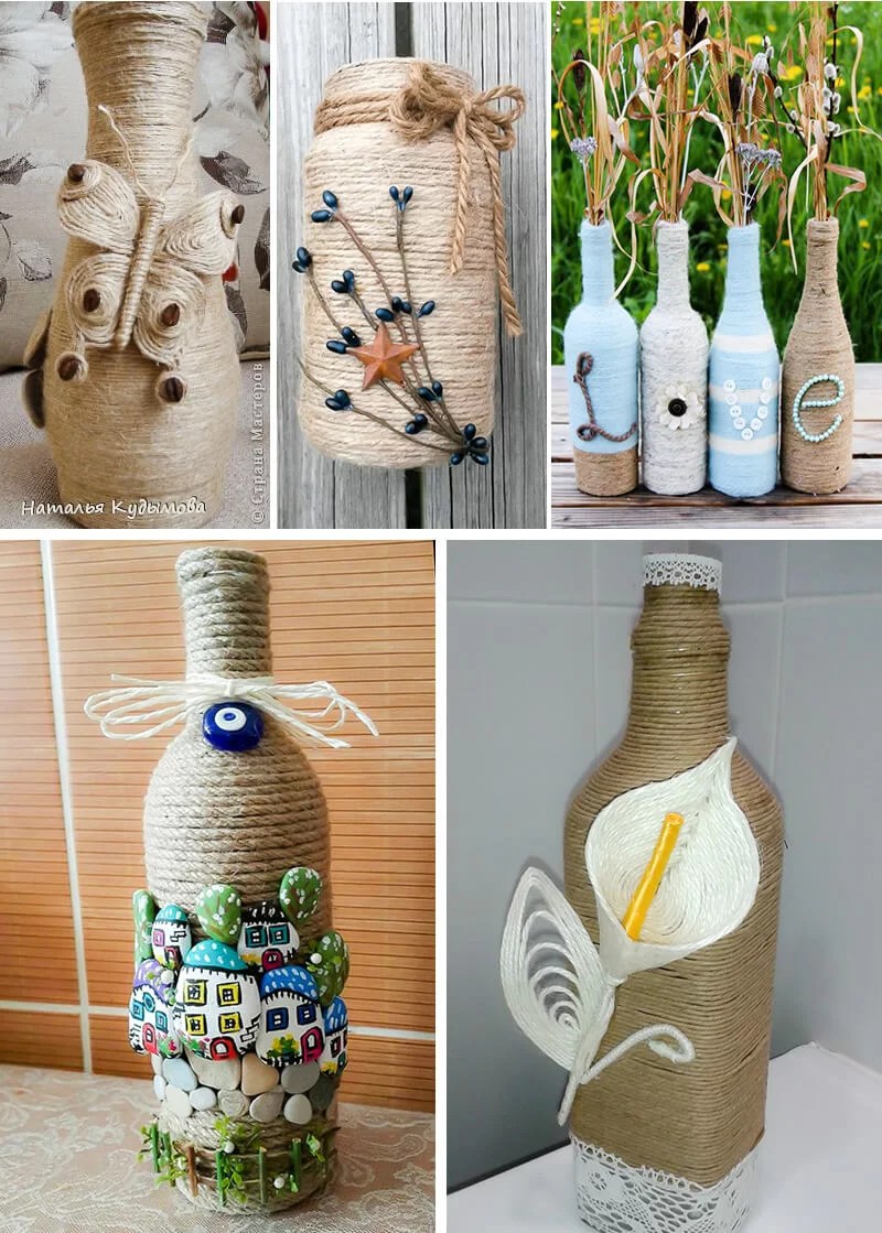 line bottles with rope
