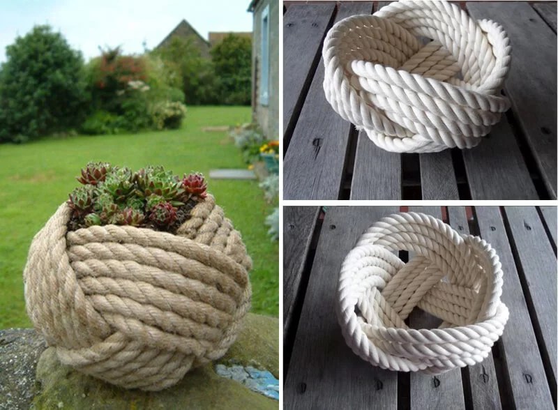 planter with rope