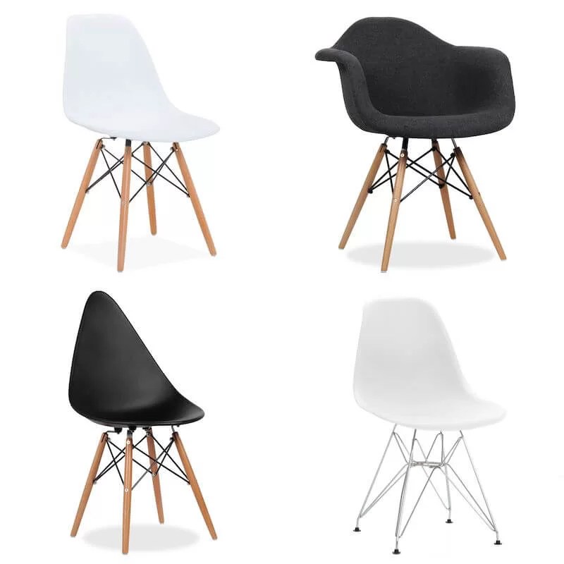 DSW, DAW, DSW and DSR chair by Charles & Ray Eames
