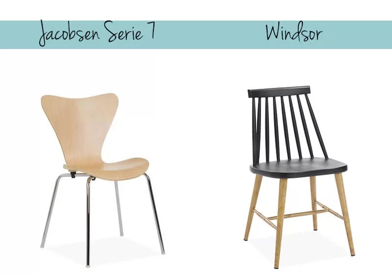 Series 7 Chair by Arne Jacobsen and Windsor Chair