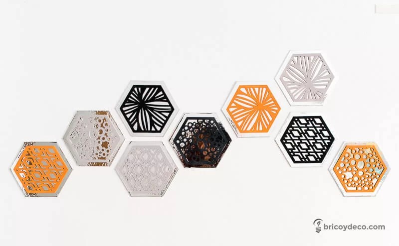 decorate with hexagons lined with mirror vinyl