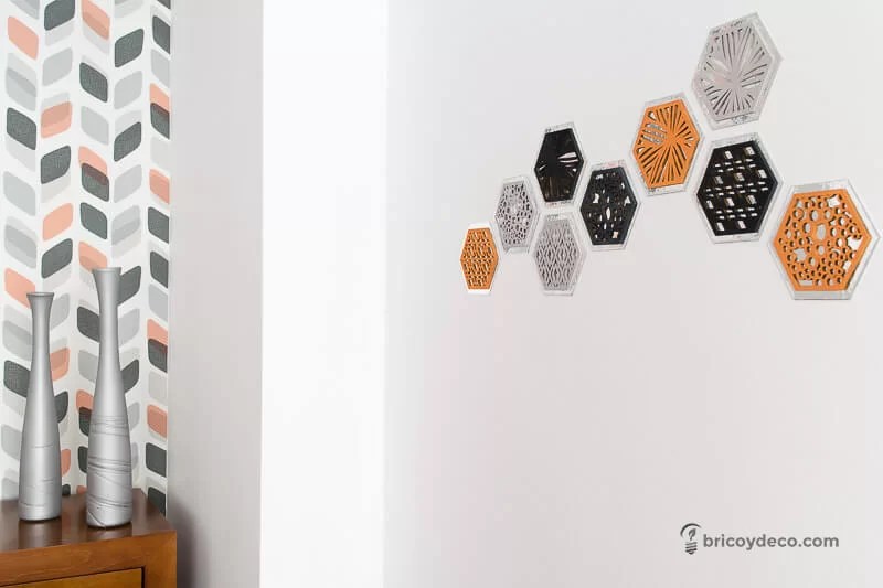 decorate with mirror vinyl covered hexagons