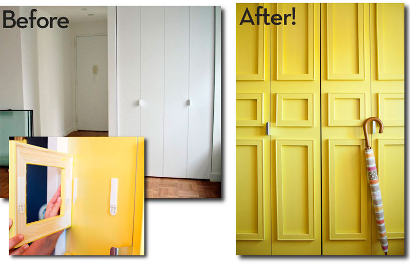 before and after painting cabinet doors