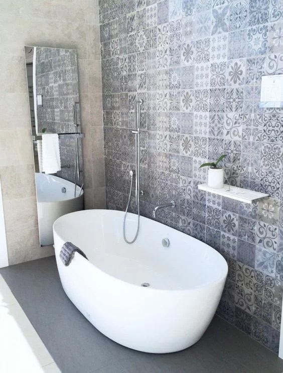 decorate with hydraulic tiles in the bathroom