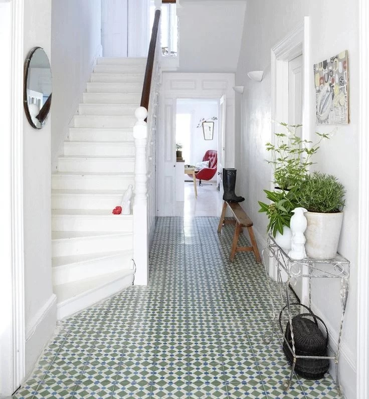 decorate the hall with hydraulic tiles