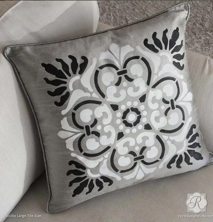 decorate cushions with a hydraulic tile print