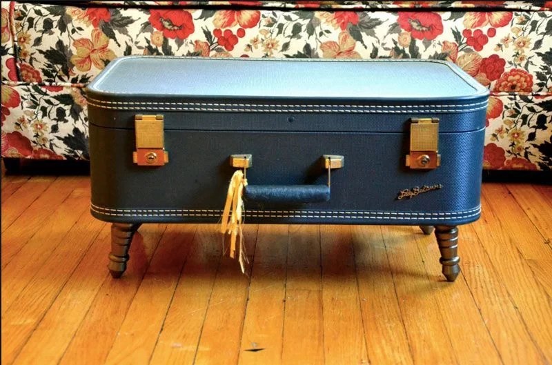 decorate with suitcases and recycle as a footstool