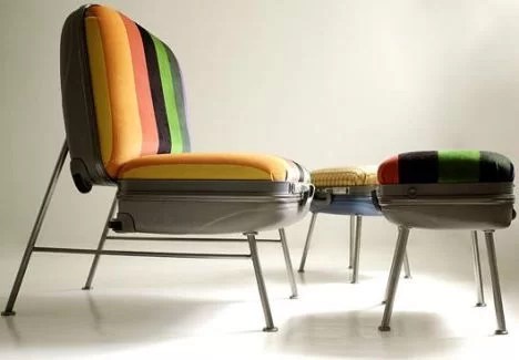 decorate with suitcases and recycle as chairs