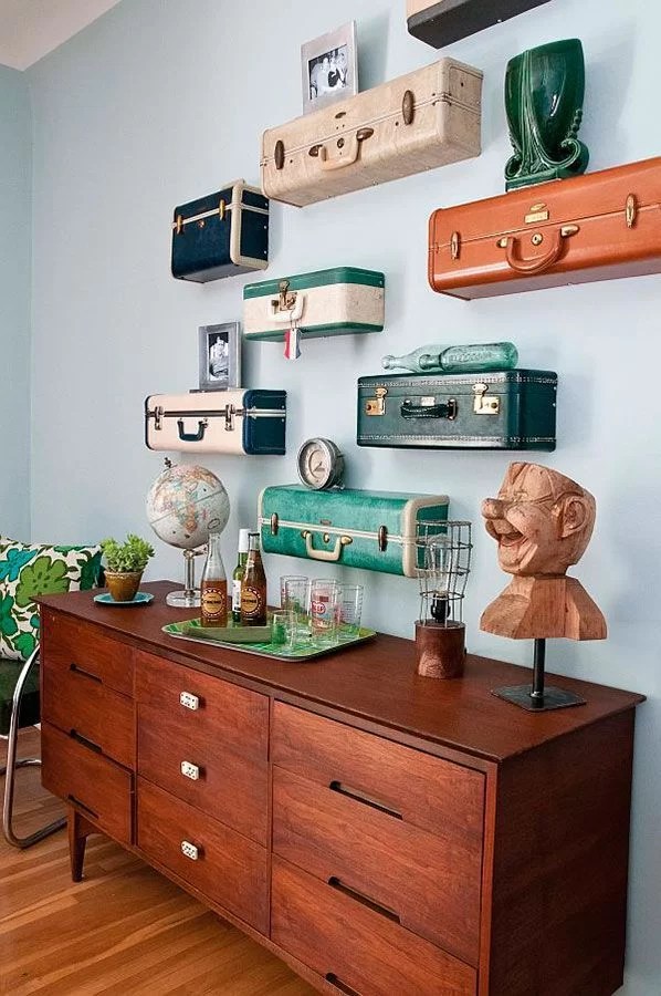 decorate with suitcases and recycle as shelves
