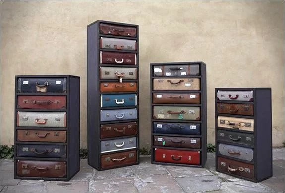decorate with suitcases and recycle as chests of drawers