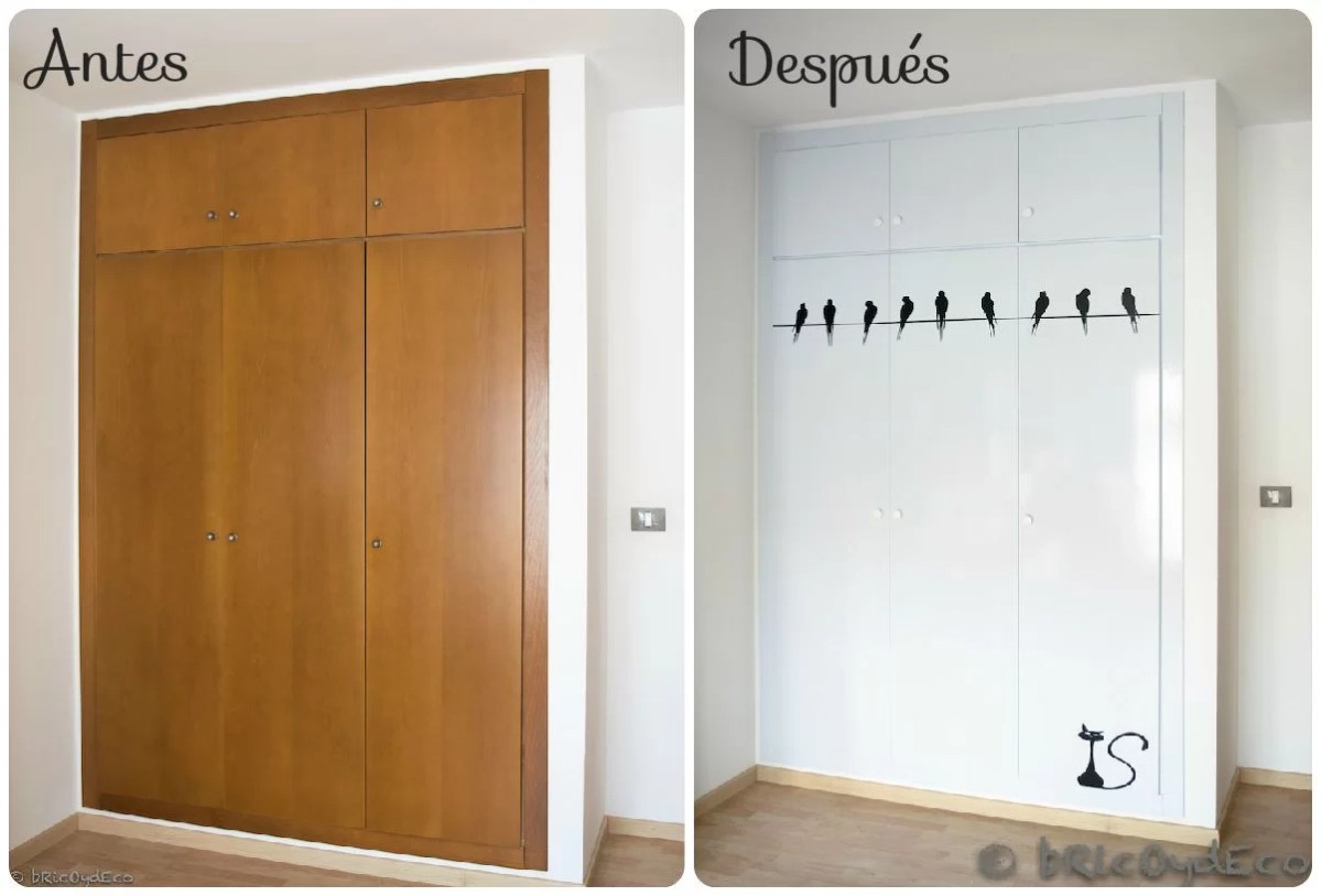 wardrobe decorated with self-adhesive vinyl