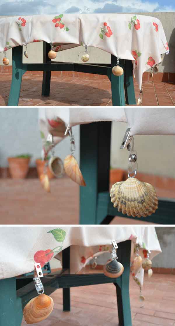 tablecloth holder with seashells for garden -photo 9