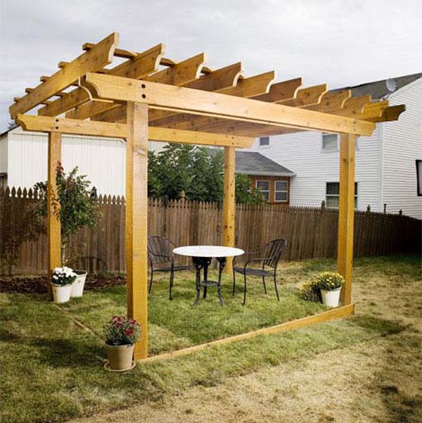 Construction of a wooden pergola - finished work