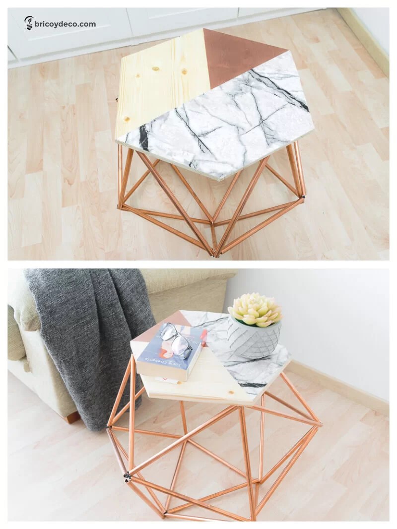 DIY furniture for terrace: table with copper tubes
