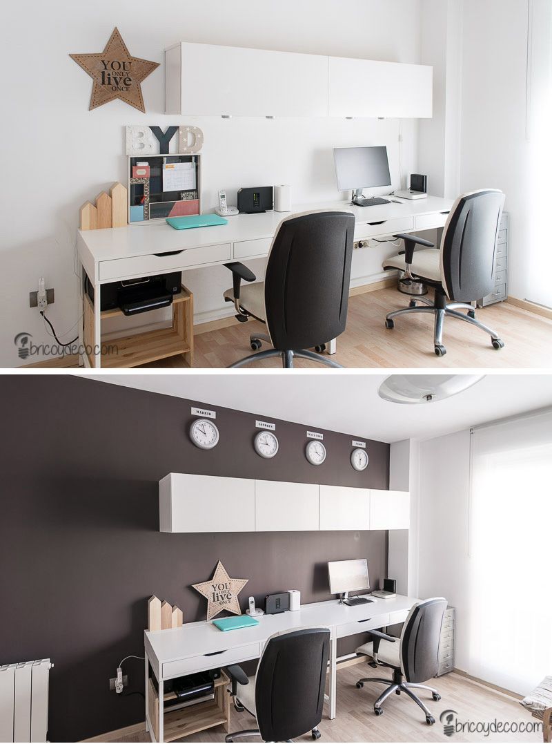 before and after renovating the office with paint