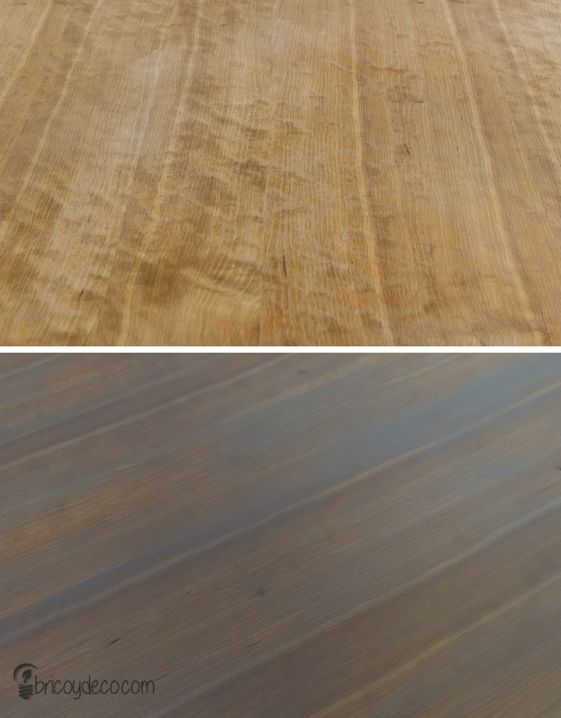 before and after renewing the wood with lasur