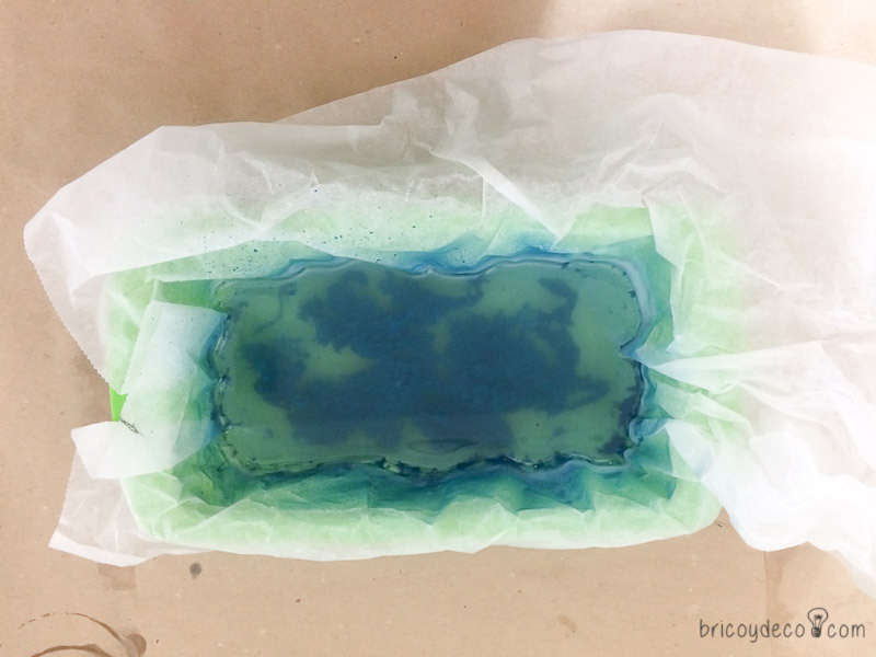 melted wax in a mold