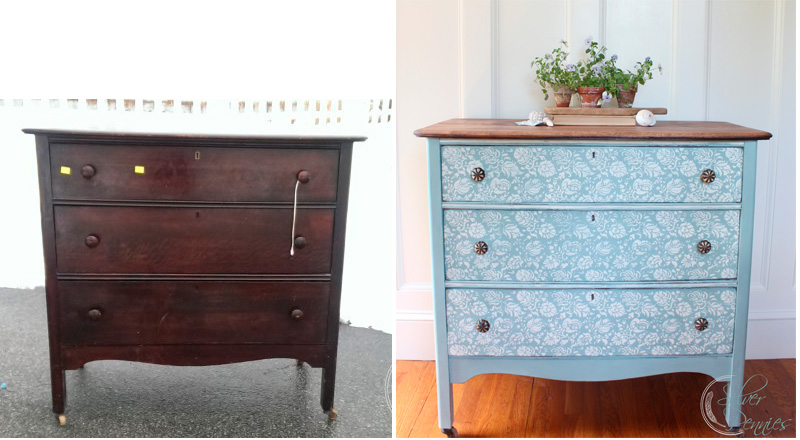 Renovate a dresser with paint and stencil