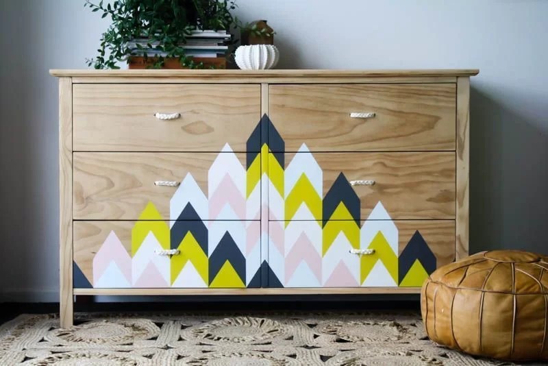 recycle a dresser with geometric shapes