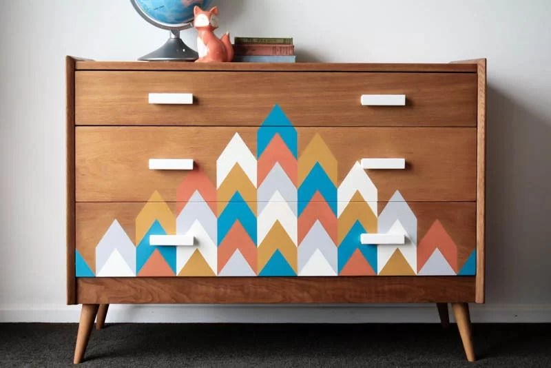 recycle a dresser with geometric shapes