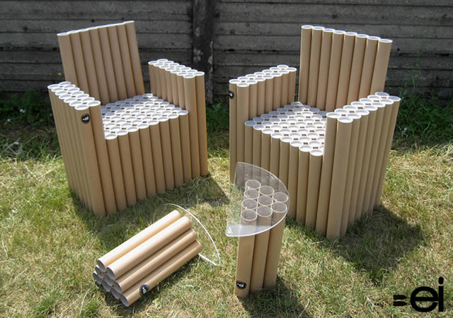recycle cardboard tubes as garden furniture 