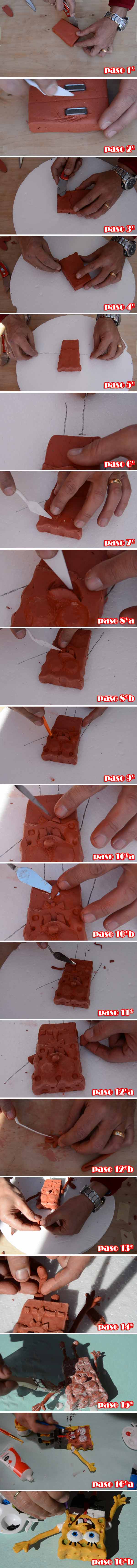 Spongebob 3D modeling with clay 3 - photo tutorial