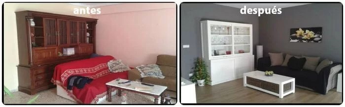 before and after renovating the living room